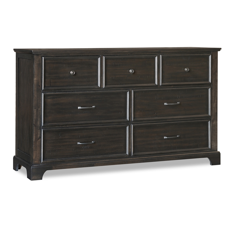 New Classic Furniture Stafford County Solid Wood 7-Drawer Dresser in Walnut