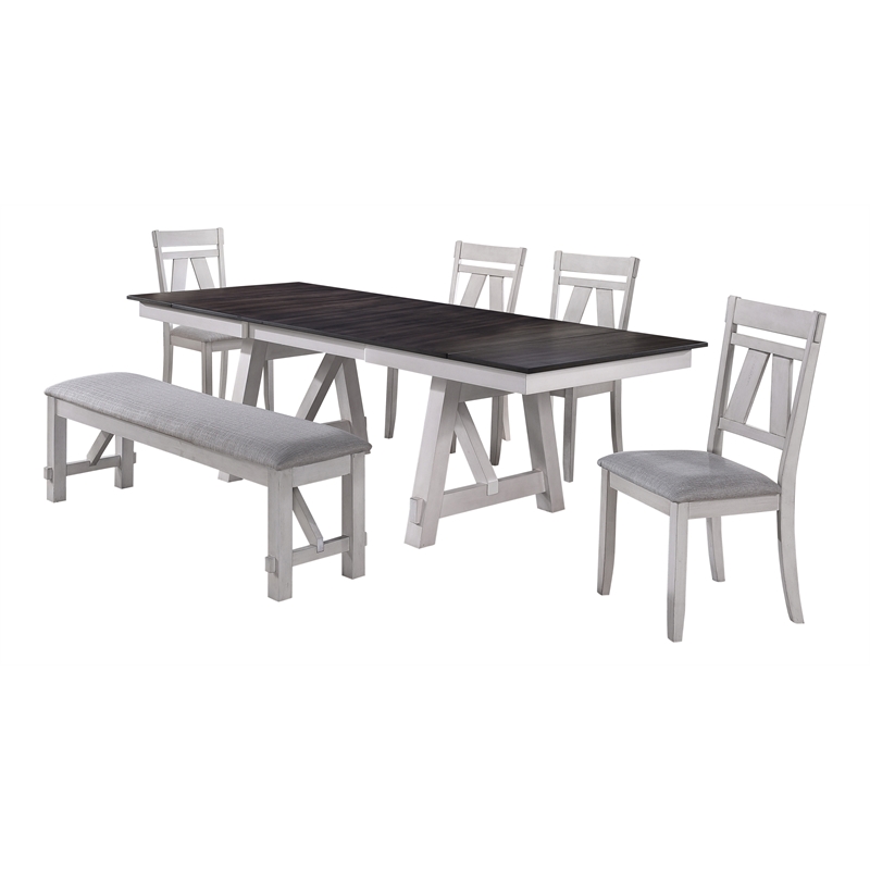 New Classic Furniture Maisie 6-Piece Solid Wood Dining Table Set in Brown