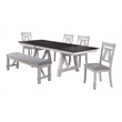 New Classic Furniture Maisie 6-Piece Solid Wood Dining Table Set in Brown