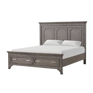 New Classic Furniture Lisbon Solid Wood King Bed with 2-Storage Drawers in Gray