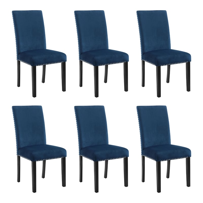 New Classic Furniture Celeste Solid Wood Dining Chairs in Blue (Set of 6)