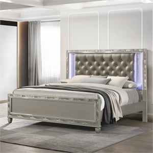 New Classic Furniture Radiance Solid Wood King Bed in Silver
