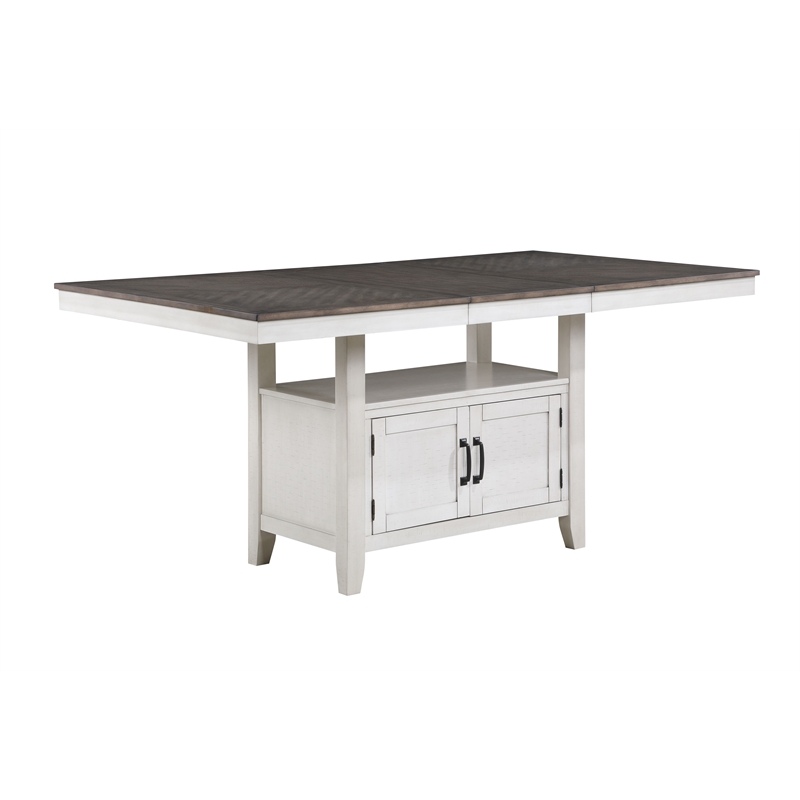 New Classic Furniture Richland 5-Piece Solid Wood Counter Table Set -White/Brown