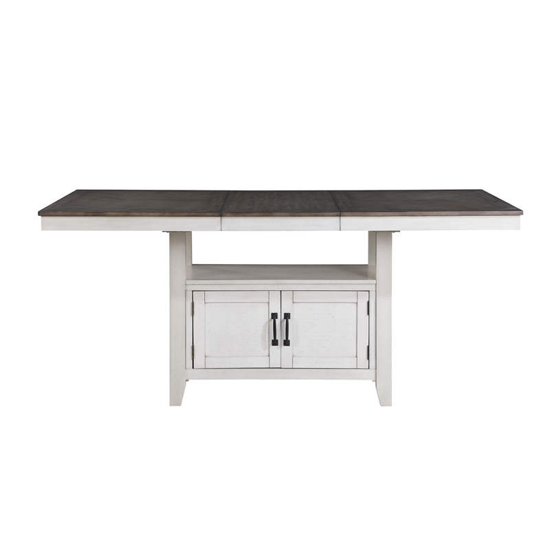 New Classic Furniture Richland 5-Piece Solid Wood Counter Table Set -White/Brown