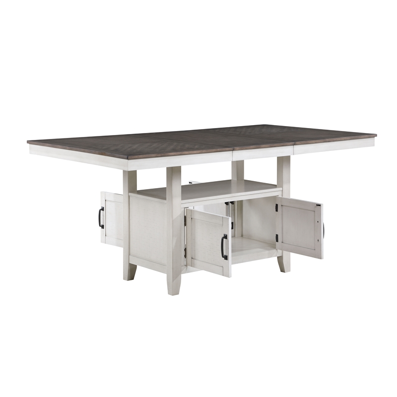 New Classic Furniture Richland 5-Piece Solid Wood Counter Table Set -White/Brown