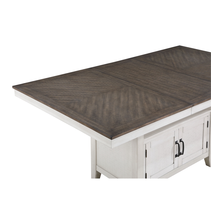New Classic Furniture Richland 5-Piece Solid Wood Counter Table Set -White/Brown