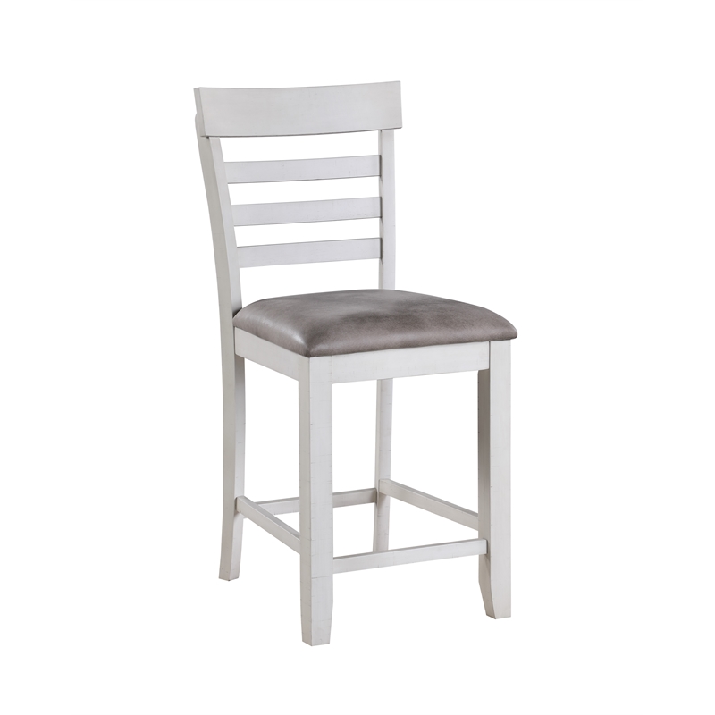 New Classic Furniture Richland 5-Piece Solid Wood Counter Table Set -White/Brown