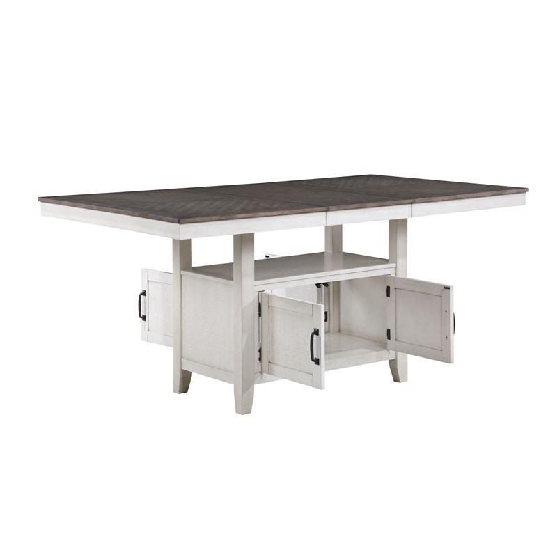 New Classic Furniture Richland Solid Wood Counter Dining Table in White/Brown