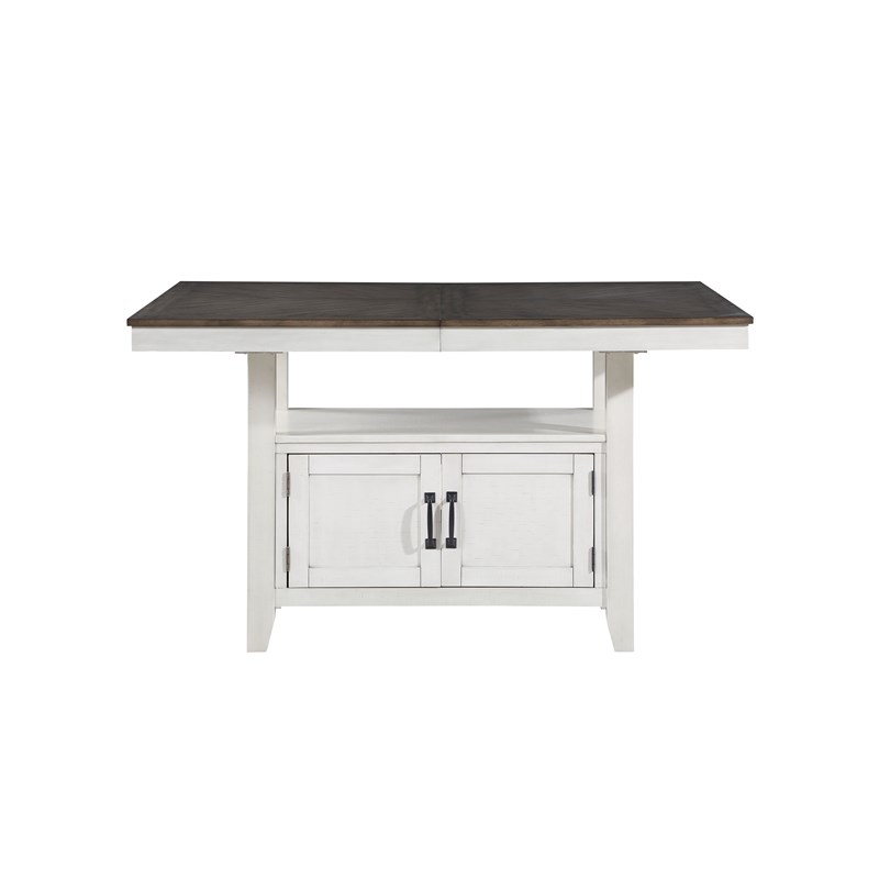 New Classic Furniture Richland Solid Wood Counter Dining Table in White/Brown