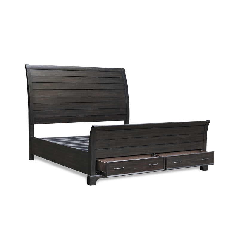 New Classic Furniture Stafford County Solid Wood King Storage Bed in Walnut