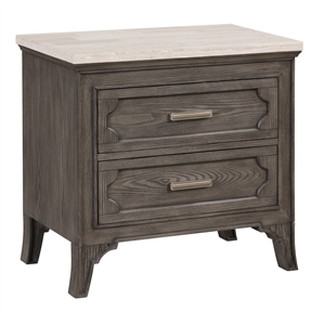 New Classic Furniture Lisbon Wood 2-Drawer Nightstand with Marble top in Gray