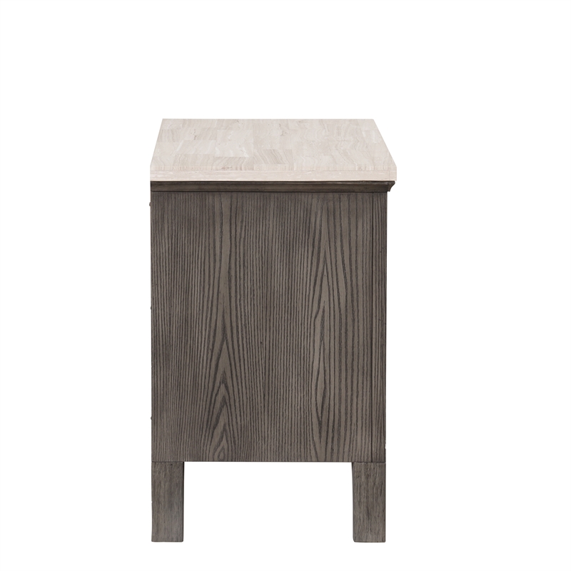 New Classic Furniture Lisbon Wood 2-Drawer Nightstand with Marble top in Gray