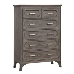 New Classic Furniture Lisbon Solid Wood 5-Drawers Bedroom Chest in Gray