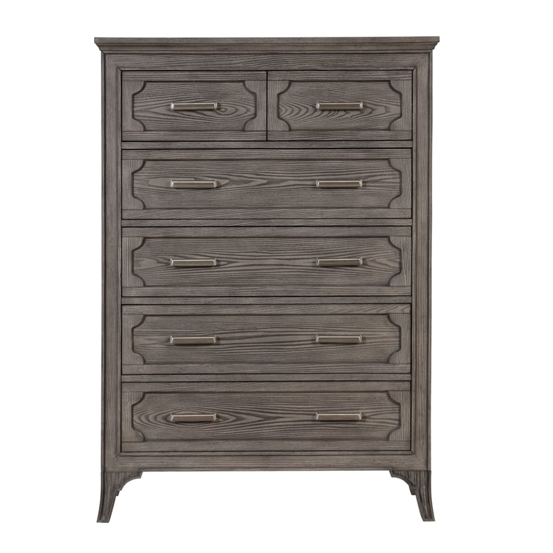 New Classic Furniture Lisbon Solid Wood 5-Drawers Bedroom Chest in Gray