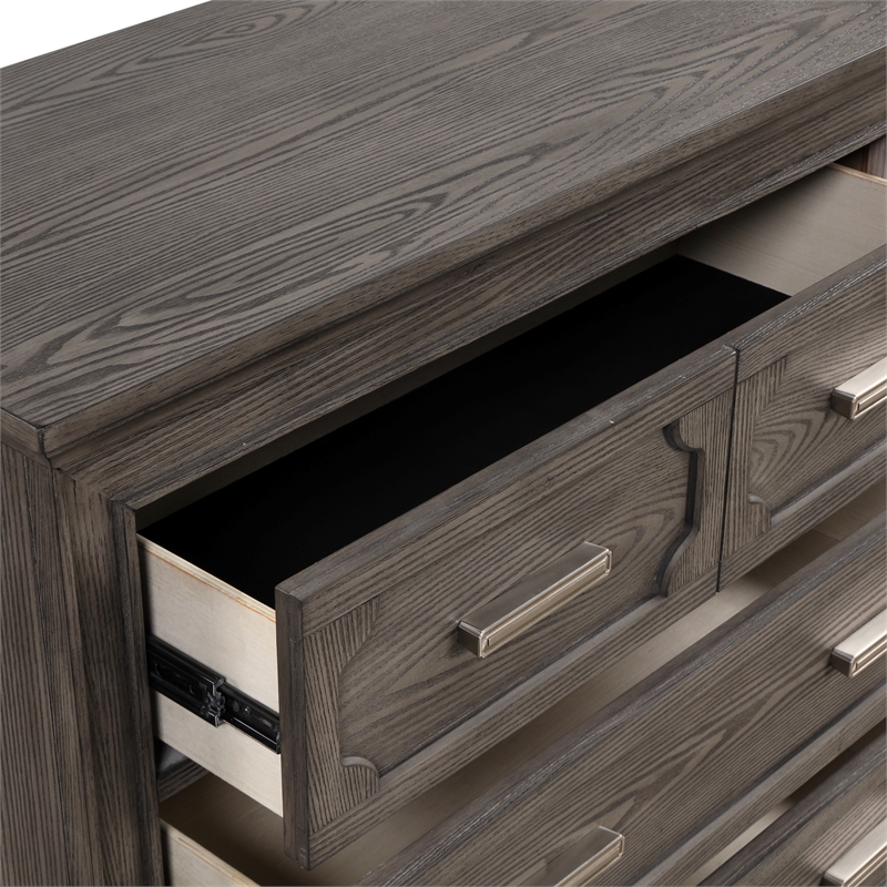 New Classic Furniture Lisbon Solid Wood 5-Drawers Bedroom Chest in Gray