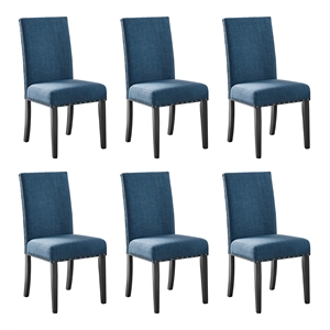 new classic furniture crispin solid wood dining chair in marine blue (set of 6)