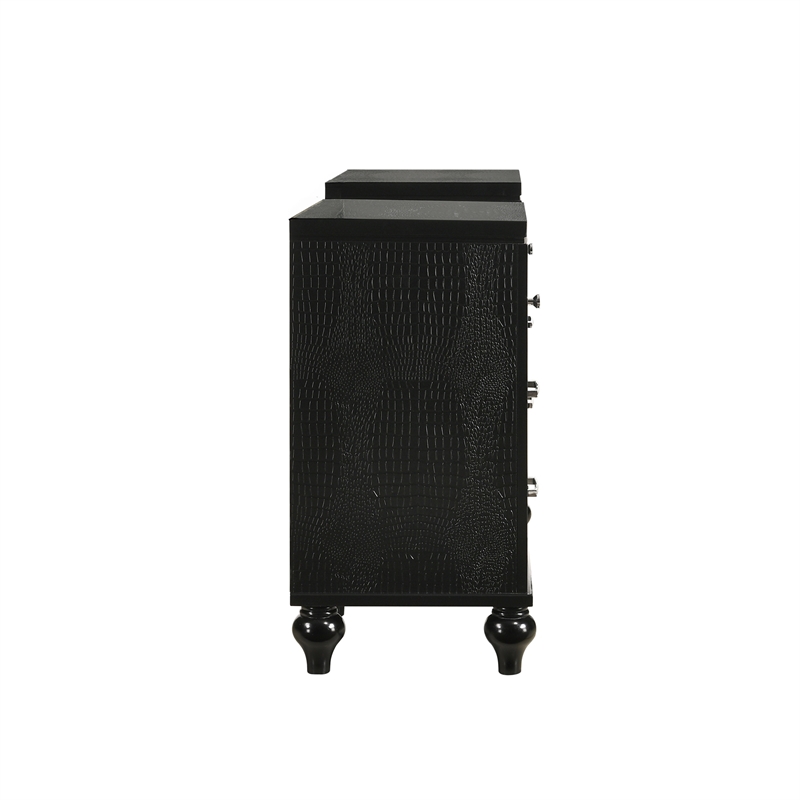 New Classic Furniture Valentine Solid Wood 7-Drawers Vanity in Black