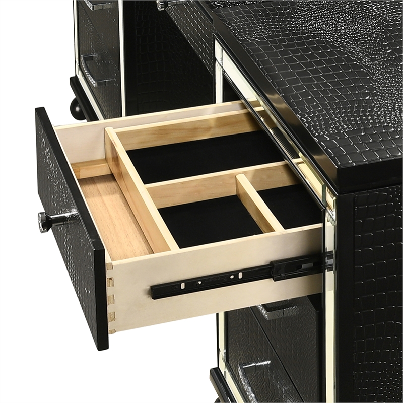 New Classic Furniture Valentine Solid Wood 7-Drawers Vanity in Black