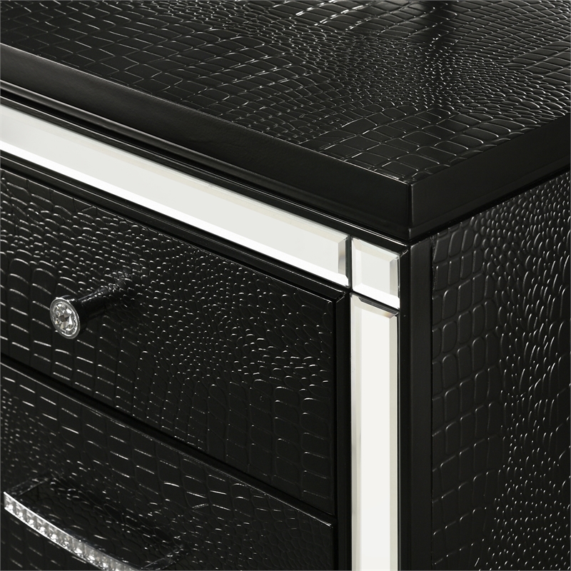 New Classic Furniture Valentine Solid Wood 7-Drawers Vanity in Black