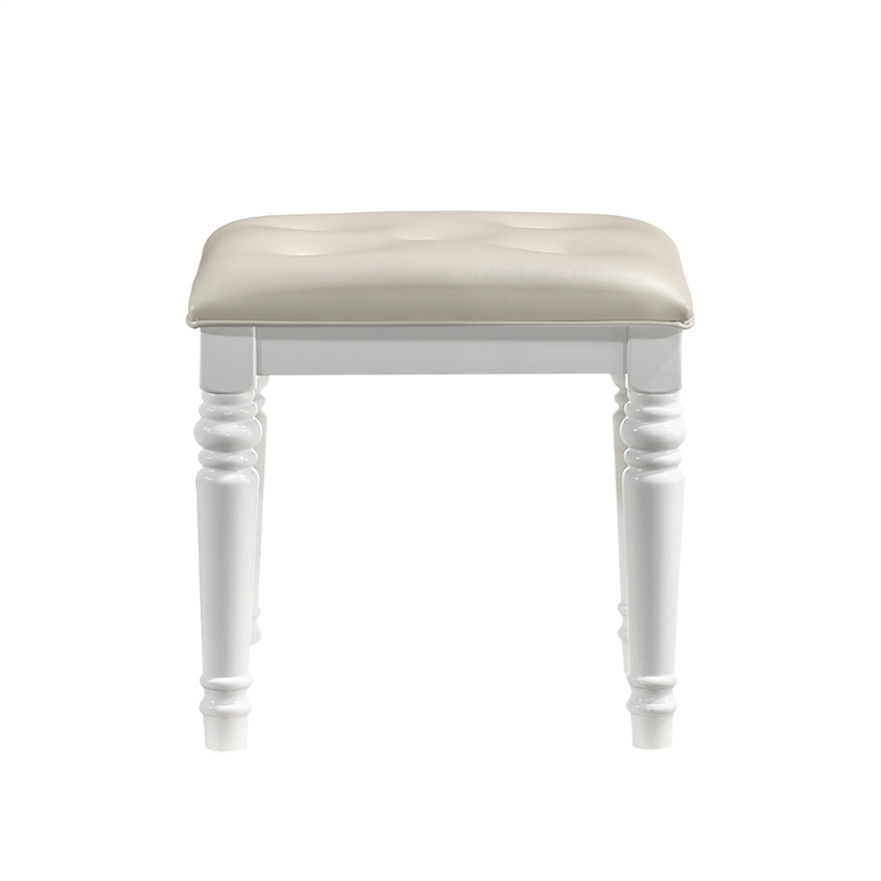 New Classic Furniture Valentine Wood Vanity Table Stool in White