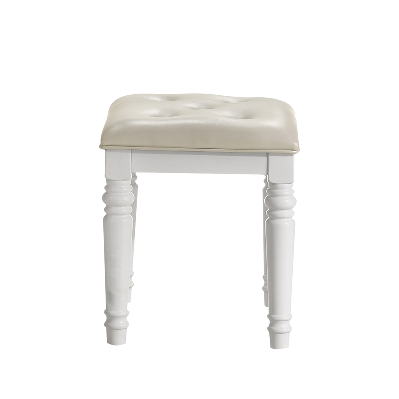 New Classic Furniture Valentine Wood Vanity Table Stool in White