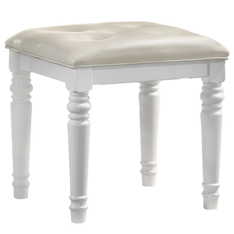 New Classic Furniture Valentine Wood Vanity Table Stool in White