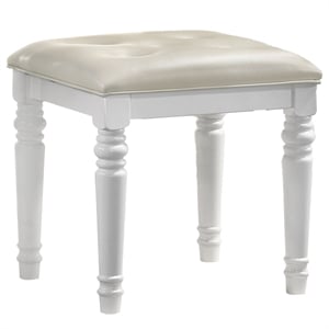New Classic Furniture Valentine Wood Vanity Table Stool in White
