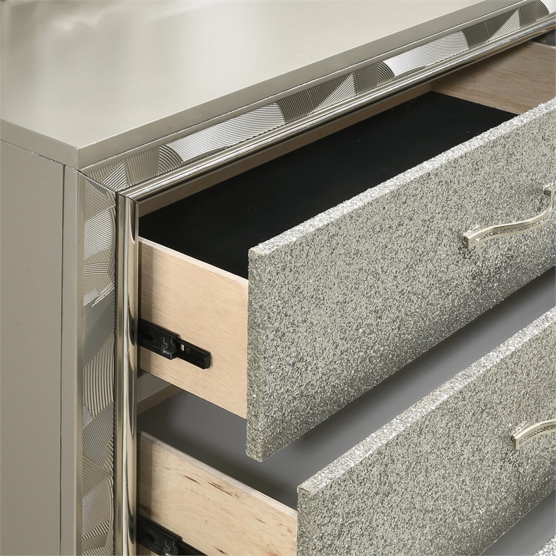 New Classic Furniture Radiance Solid Wood 6-Drawer Dresser in Platinum Silver