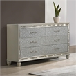 New Classic Furniture Radiance Solid Wood 6-Drawer Dresser in Platinum Silver