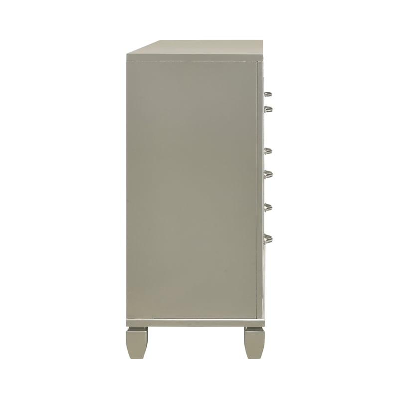 New Classic Furniture Radiance Solid Wood 6-Drawer Dresser in Platinum Silver