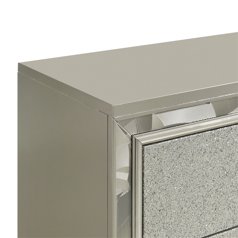 New Classic Furniture Radiance Solid Wood 6-Drawer Dresser in Platinum Silver