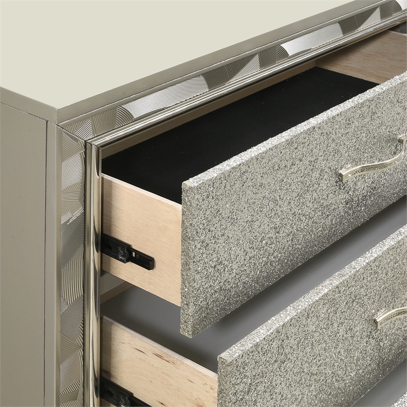 New Classic Furniture Radiance Solid Wood 6-Drawer Dresser in Platinum Silver