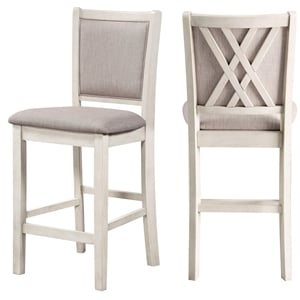 New Classic Furniture Amy Solid Wood Counter Chairs in Bisque Brown (Set of 2)