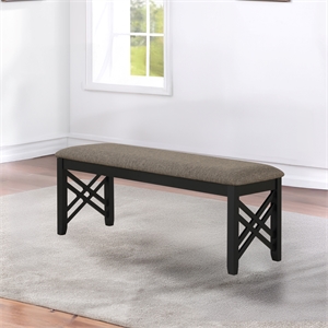 New Classic Furniture Potomac Polyester & Wood Dining Bench in Brown and Black