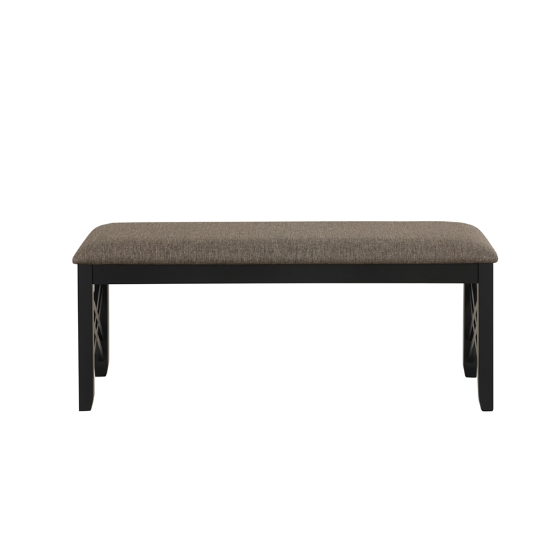New Classic Furniture Potomac Polyester & Wood Dining Bench in Brown and Black