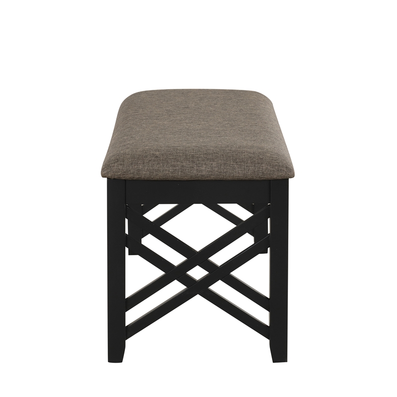 New Classic Furniture Potomac Polyester & Wood Dining Bench in Brown and Black