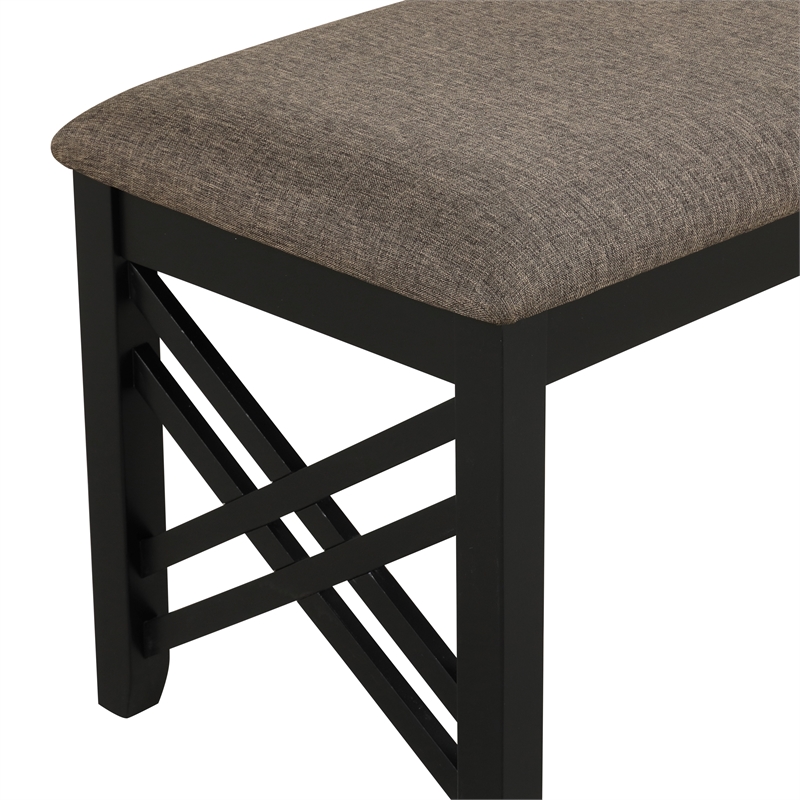 New Classic Furniture Potomac Polyester & Wood Dining Bench in Brown and Black
