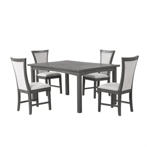 New Classic Furniture Flair 5-Piece Solid Wood Dining Set in Gray