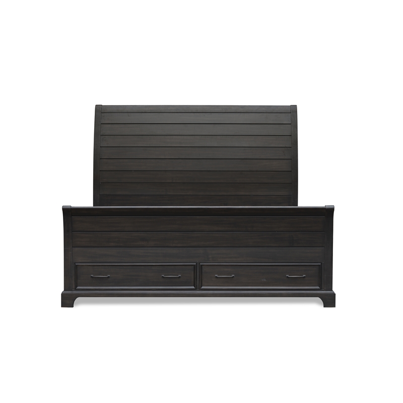 New Classic Furniture Stafford County Solid Wood Cal King Storage Bed in Walnut