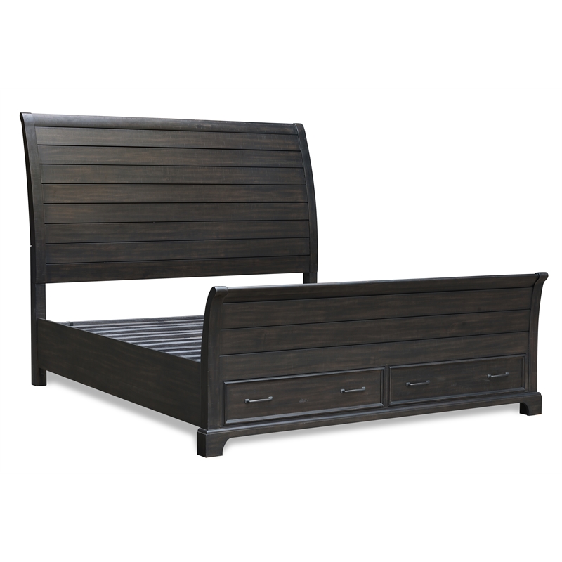 New Classic Furniture Stafford County Solid Wood Cal King Storage Bed in Walnut