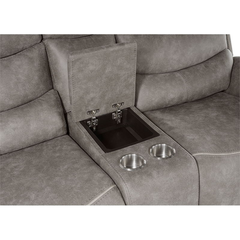 New Classic Furniture Kamari Polyester Console Loveseat w/Dual Recliners - Gray