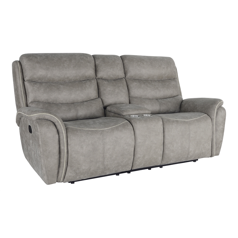New Classic Furniture Kamari Polyester Console Loveseat w/Dual Recliners - Gray