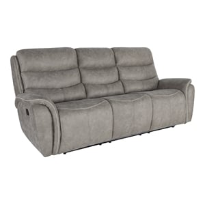 New Classic Furniture Kamari Polyester Fabric Sofa with Dual Recliners in Gray