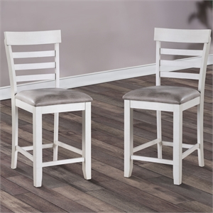New Classic Furniture Richland Solid Wood Counter Chair - White/Brown (Set of 2)
