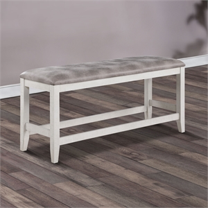 New Classic Furniture Richland Polyester/Wood Counter Dining Bench - White/Brown