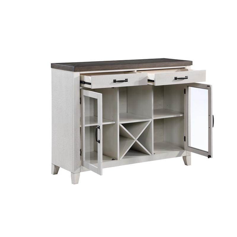 New Classic Furniture Richland Solid Wood Buffet & Sideboard in White/Brown