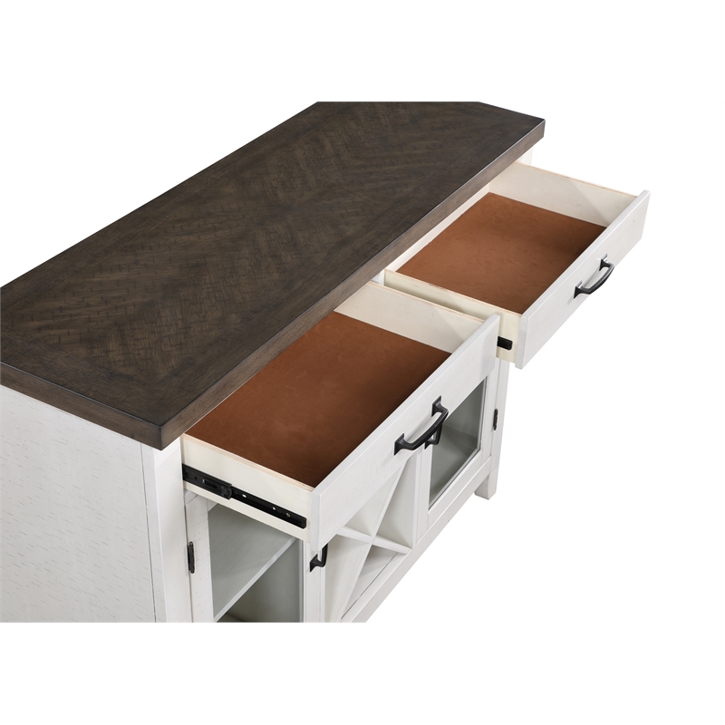 New Classic Furniture Richland Solid Wood Buffet & Sideboard in White/Brown
