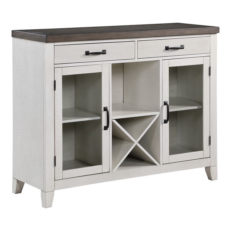 New Classic Furniture Richland Solid Wood Buffet & Sideboard in White/Brown