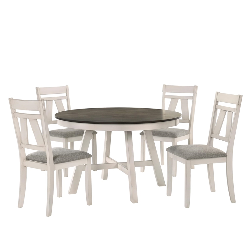 New Classic Furniture Maisie Solid Wood Round Dining Table in White/Brown