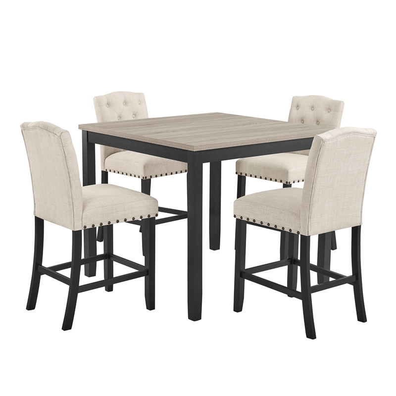 New Classic Furniture Daphne 5-Piece Solid Wood Counter Dining Set in Natural